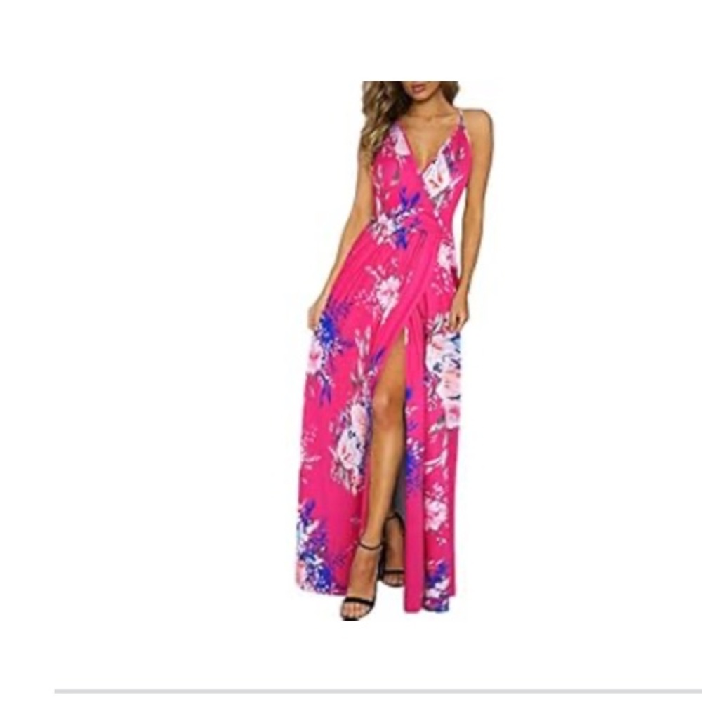 Pink Floral Maxi Dress